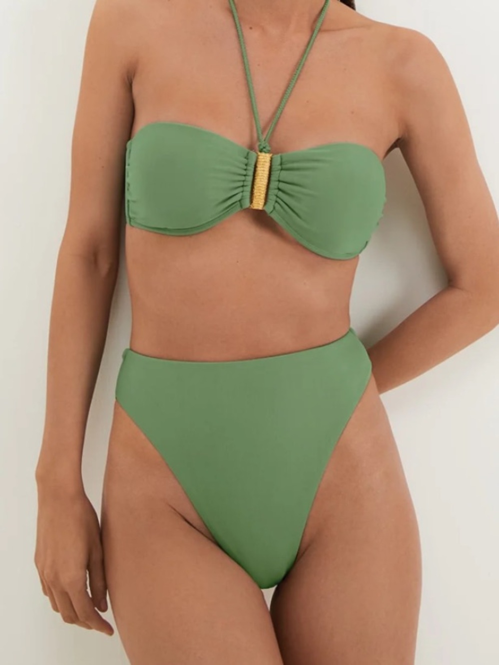 Vix Paula High-Waist Bikini+ bikini top  in Sage Green (cheky bottom